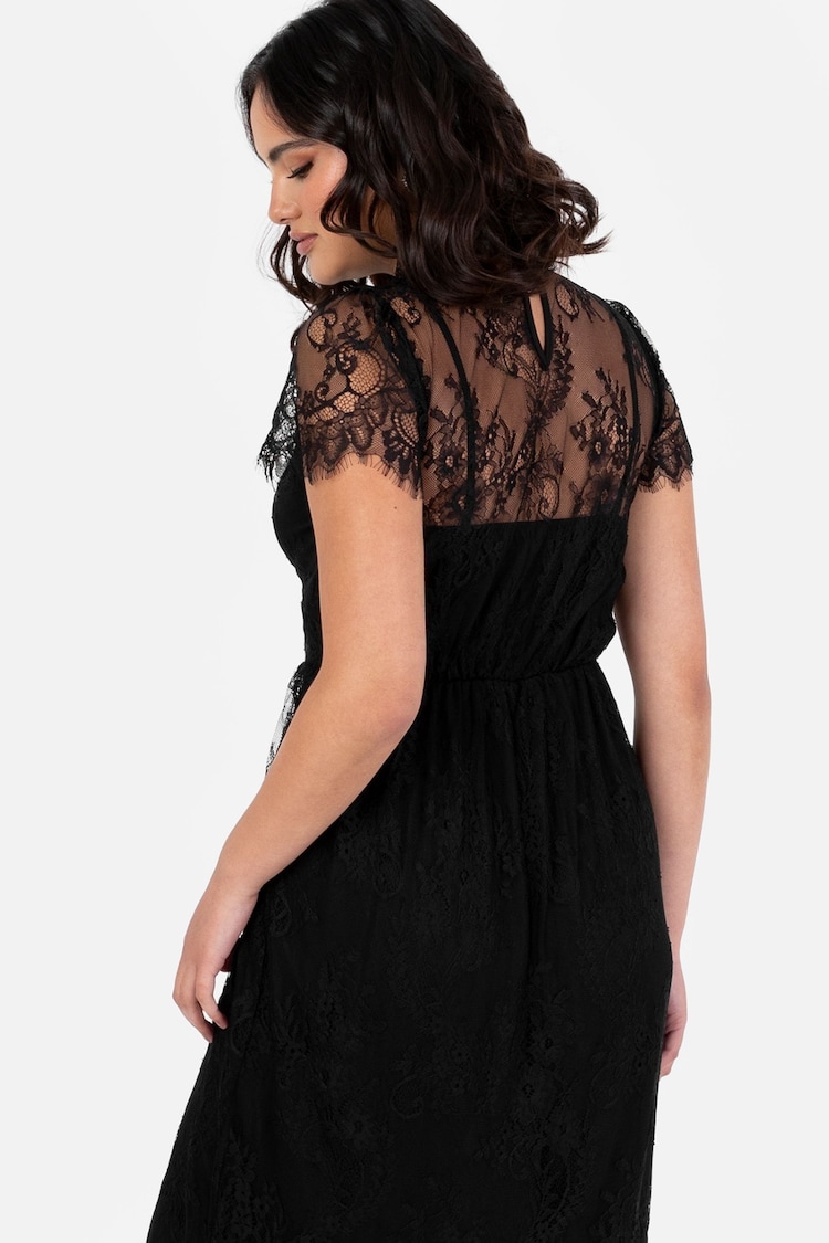 Lovedrobe Lace Tiered Hem Midaxi Black Dress - 圖片 4，共 4