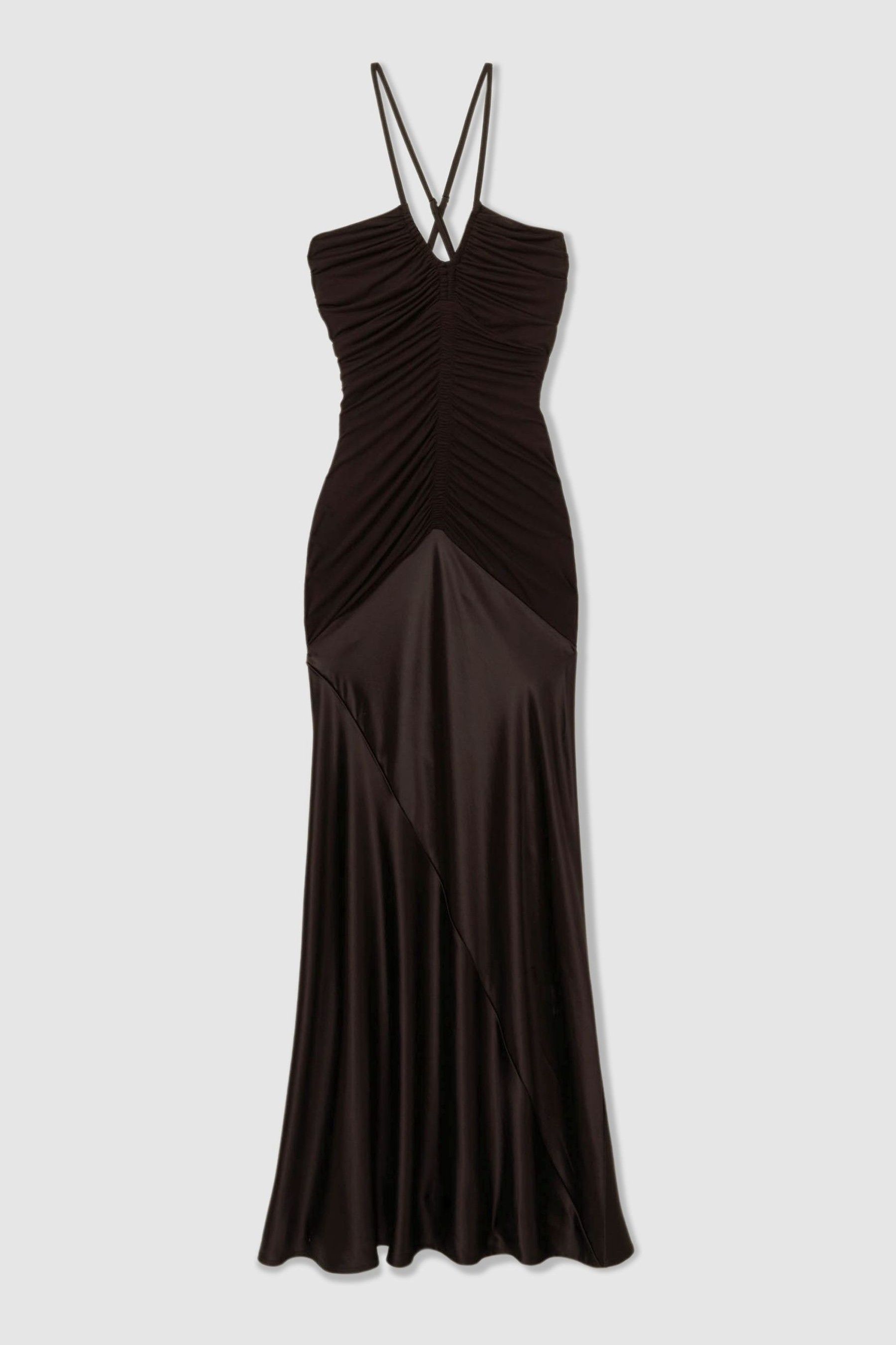 Buy Reiss Chocolate Paula Hybrid Jersey Satin Plunge Maxi Dress from Next Canada