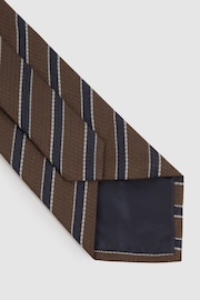 Reiss Tobacco/Navy Aruttas Textured Striped Tie - Image 4 of 5