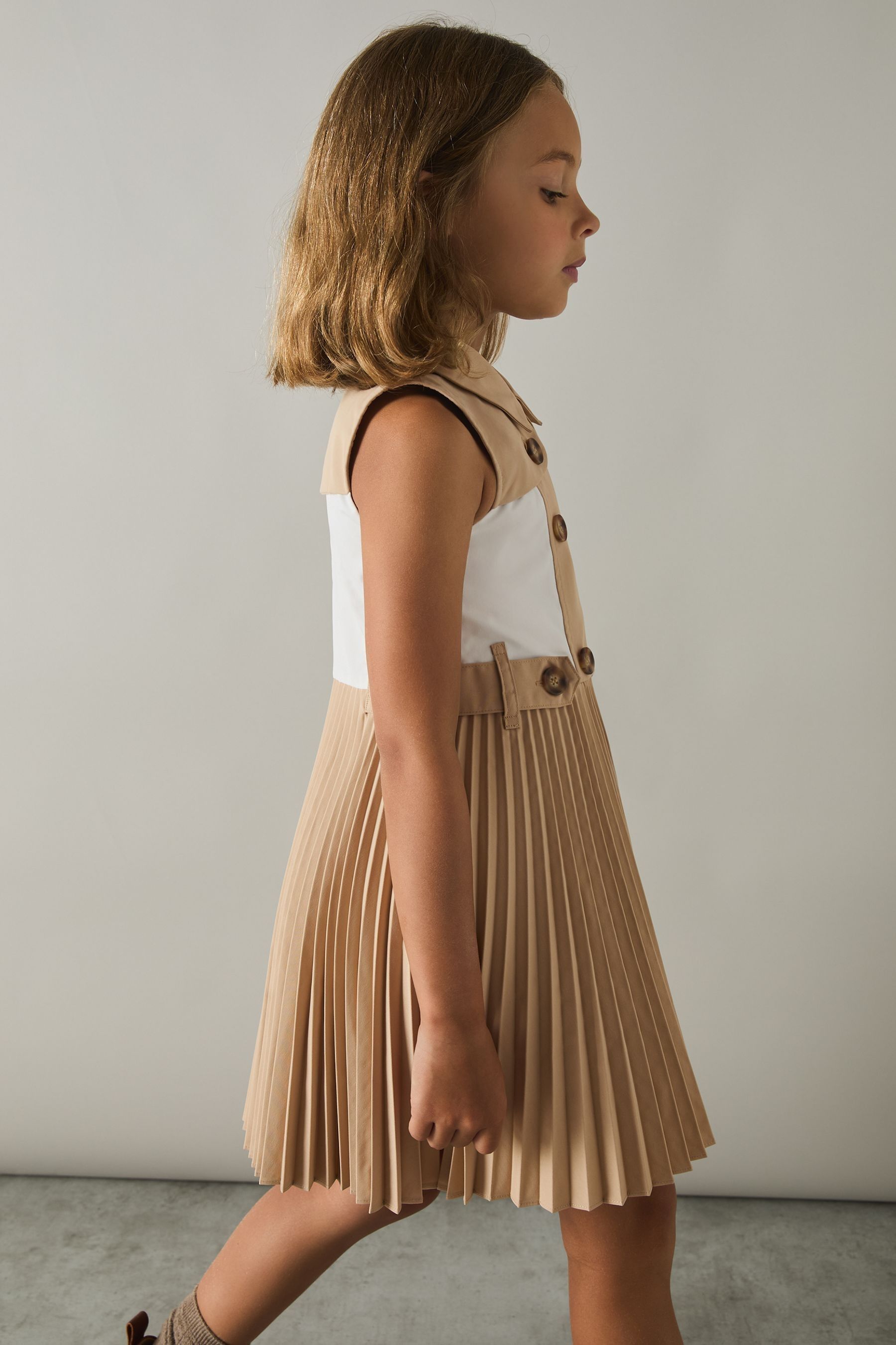Buy Reiss Camel Georgina 9 13 yrs Pleated Button Front Dress from Next Malta