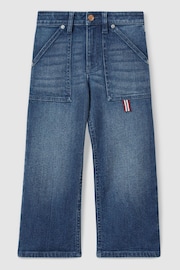 Reiss Blue Neena Junior Contrast Trim Wide Leg Jeans - Image 2 of 4