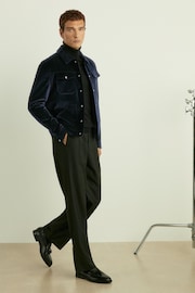 Reiss Navy Weir Cotton Blend Velvet Jacket - Image 6 of 7