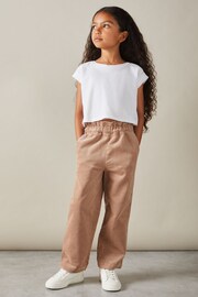 Reiss Camel Samantha Corduroy Paper Bag Trousers - Image 1 of 4