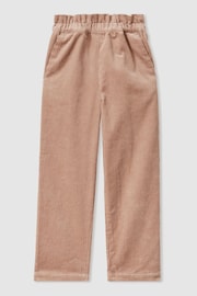 Reiss Camel Samantha Corduroy Paper Bag Trousers - Image 2 of 4