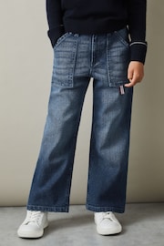 Reiss Blue Neena Teen Contrast Trim Wide Leg Jeans - Image 3 of 4