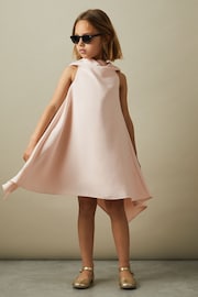 Reiss Pink Shauna 13-14 yrs High-Neck Drape Back Dress - Image 2 of 4