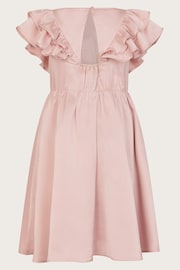 Monsoon Pink Satin Ruffle Sleeve Dress - Image 2 of 3