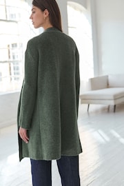 Green Khaki Soft Touch Waterfall Longline Knitted Cardigan Coatigan - Image 2 of 7