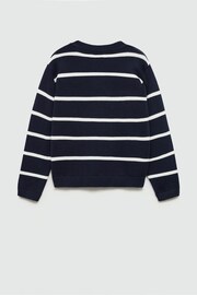 Mango Navy Boys Striped Knitted Jumper - Image 4 of 5