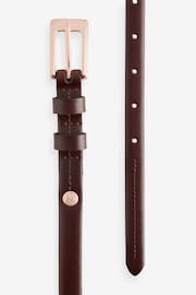 Chocolate Brown Premium Made In Italy Leather Micro Skinny Belt - Image 2 of 2