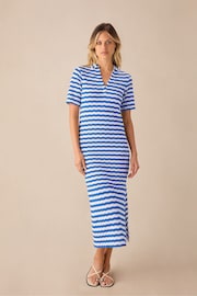 Ro&Zo Blue Stripe Knit Collared Dress - Image 4 of 6