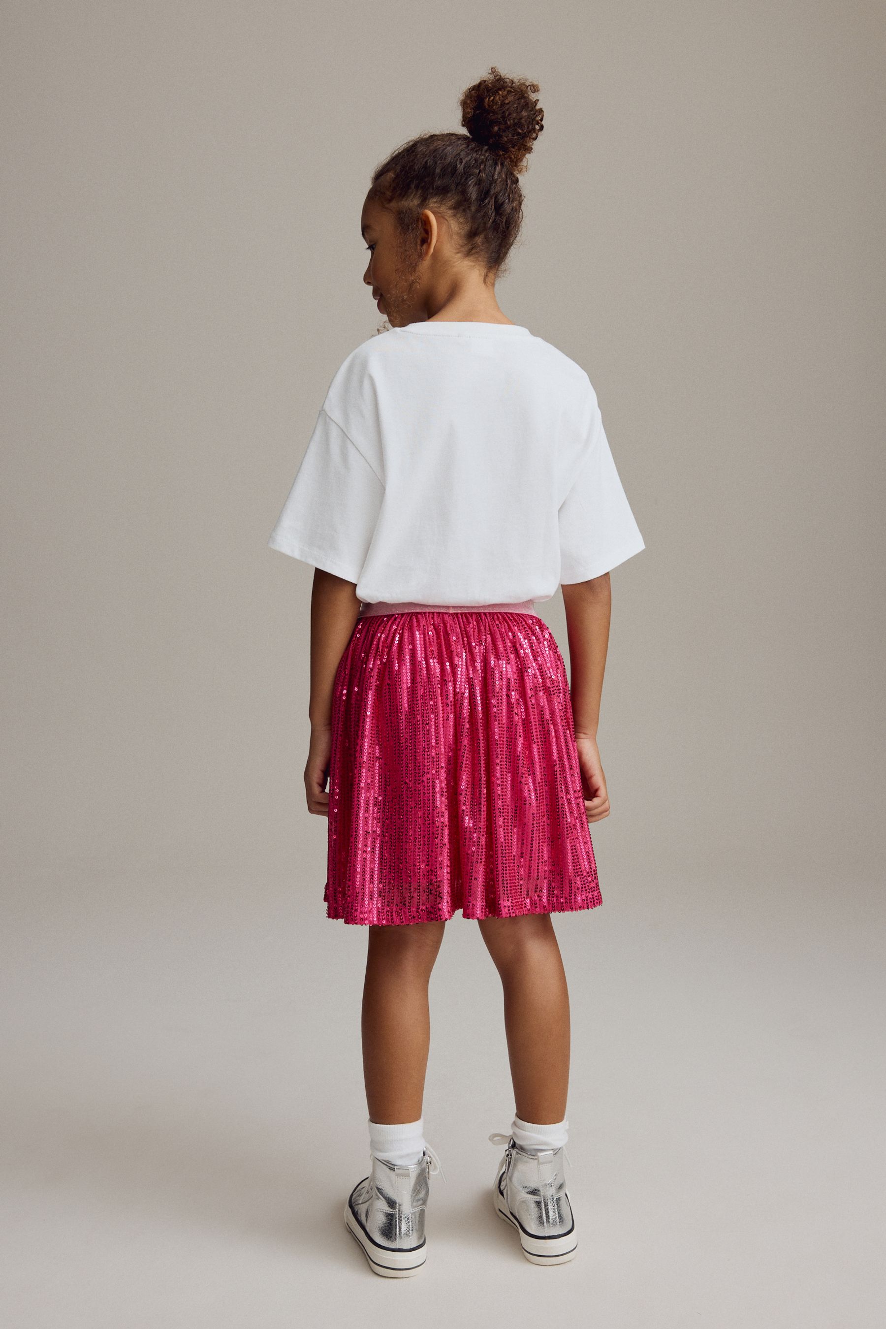 Pink Sequin Pull On Skirt 3 16yrs