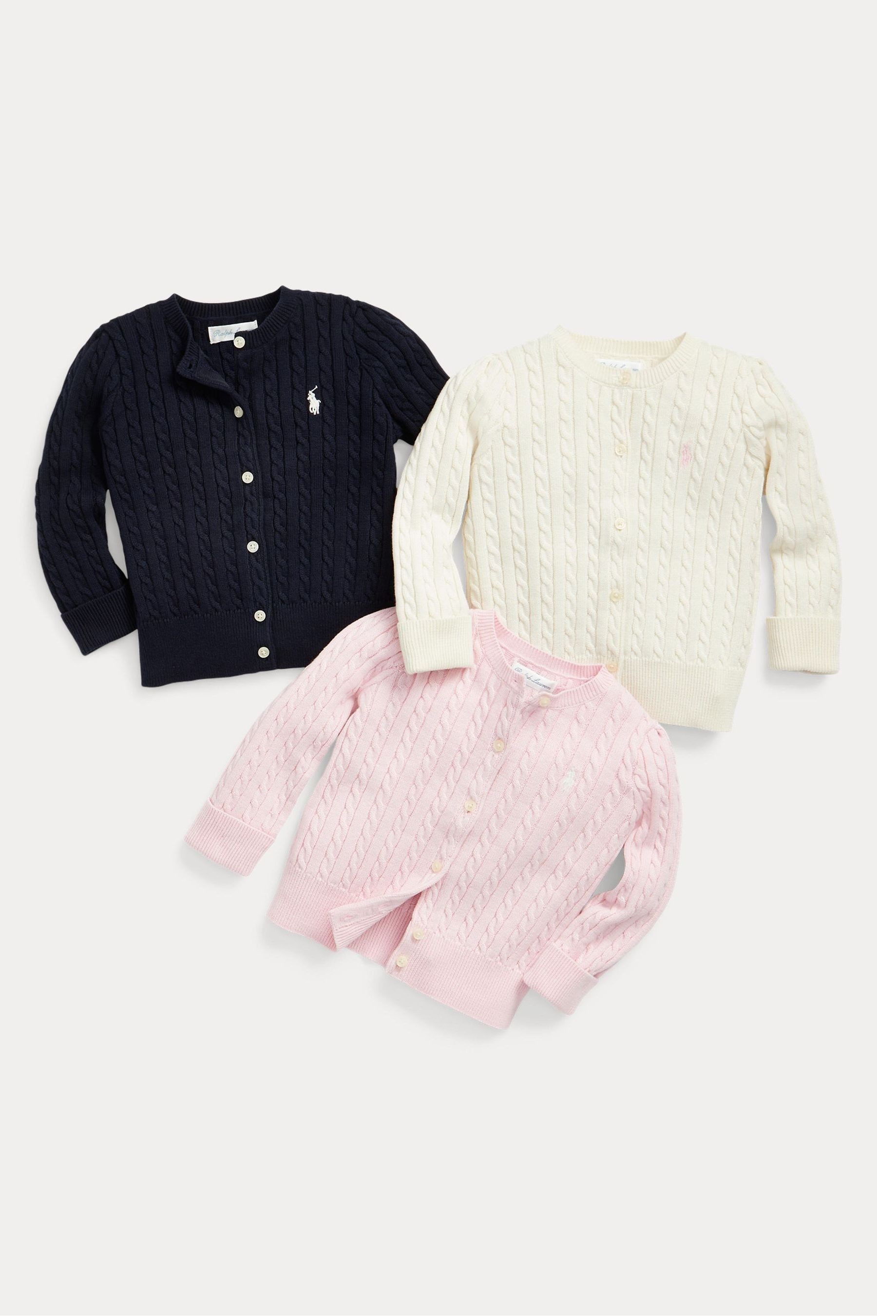 Polo Ralph Lauren Baby Pink Mini Cable 100 Cotton Cardigan