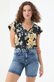 FatFace Citrus Floral Frill Top - 圖片 1，共 4