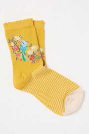 FatFace Yellow Floral Bird Kids' Socks 1 Pack - Image 1 of 1