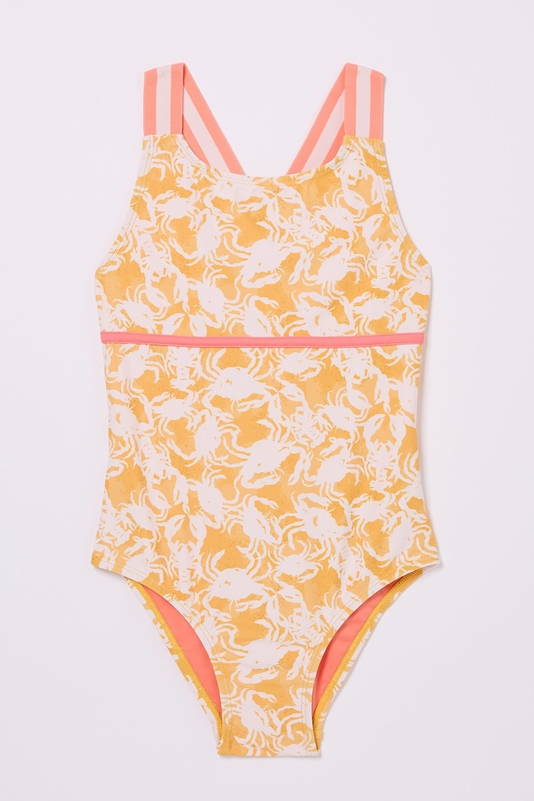 FatFace Yellow Crab Print Swimsuit - Image 1 of 1