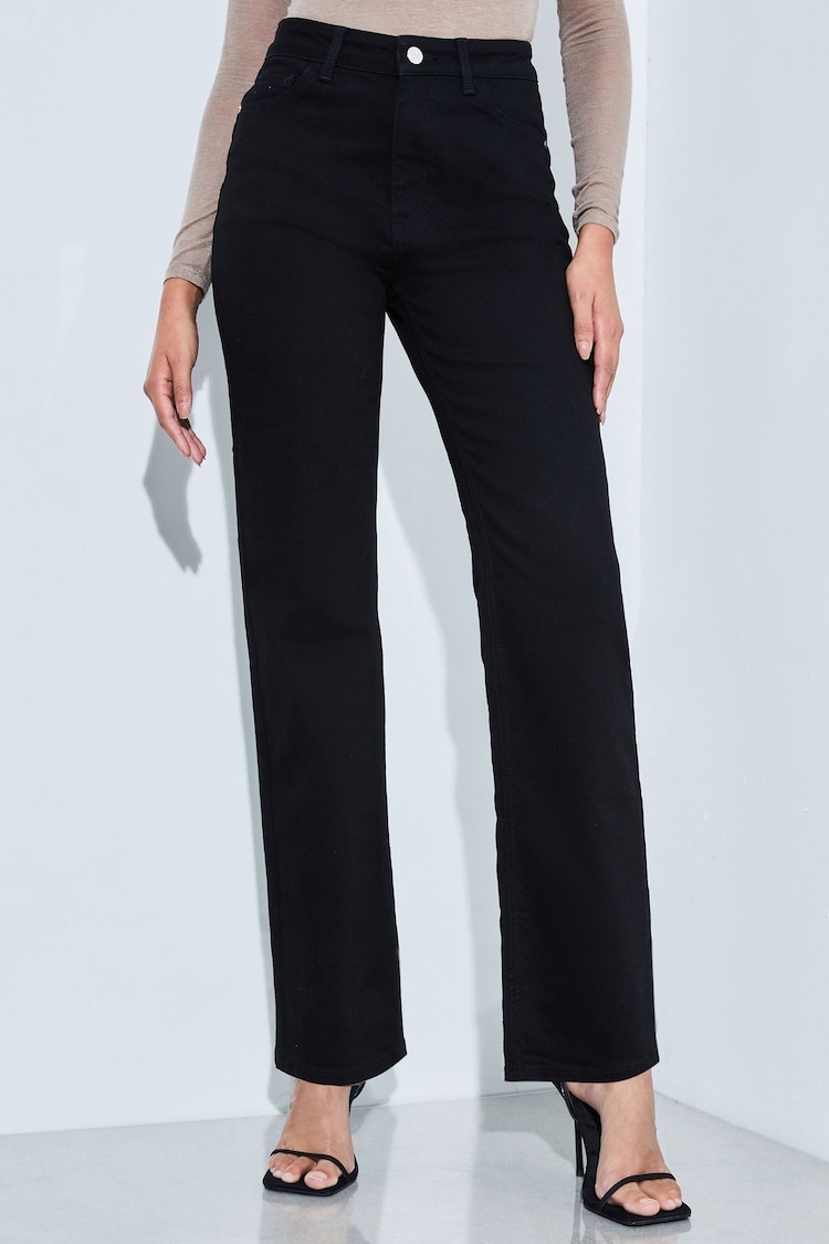 Lipsy Black High Waist Straight Leg Jeans - Image 1 of 4