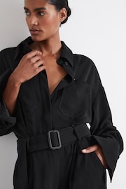 Reiss Black Rochelle Atelier Belted Crepe Jumpsuit - Image 4 of 6