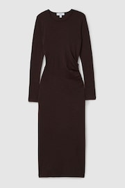 Reiss Berry Sloane Petite Wool Ruche Detail Midi Dress - Image 2 of 7