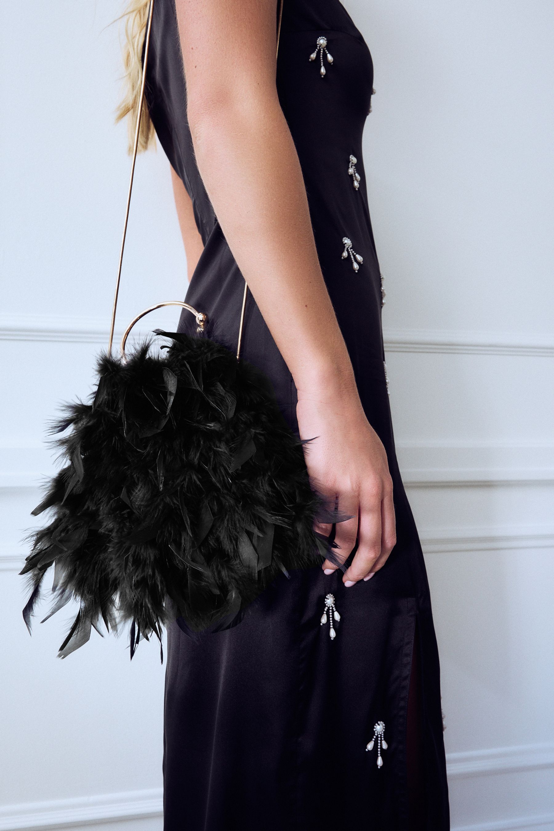 Black feather bag on sale