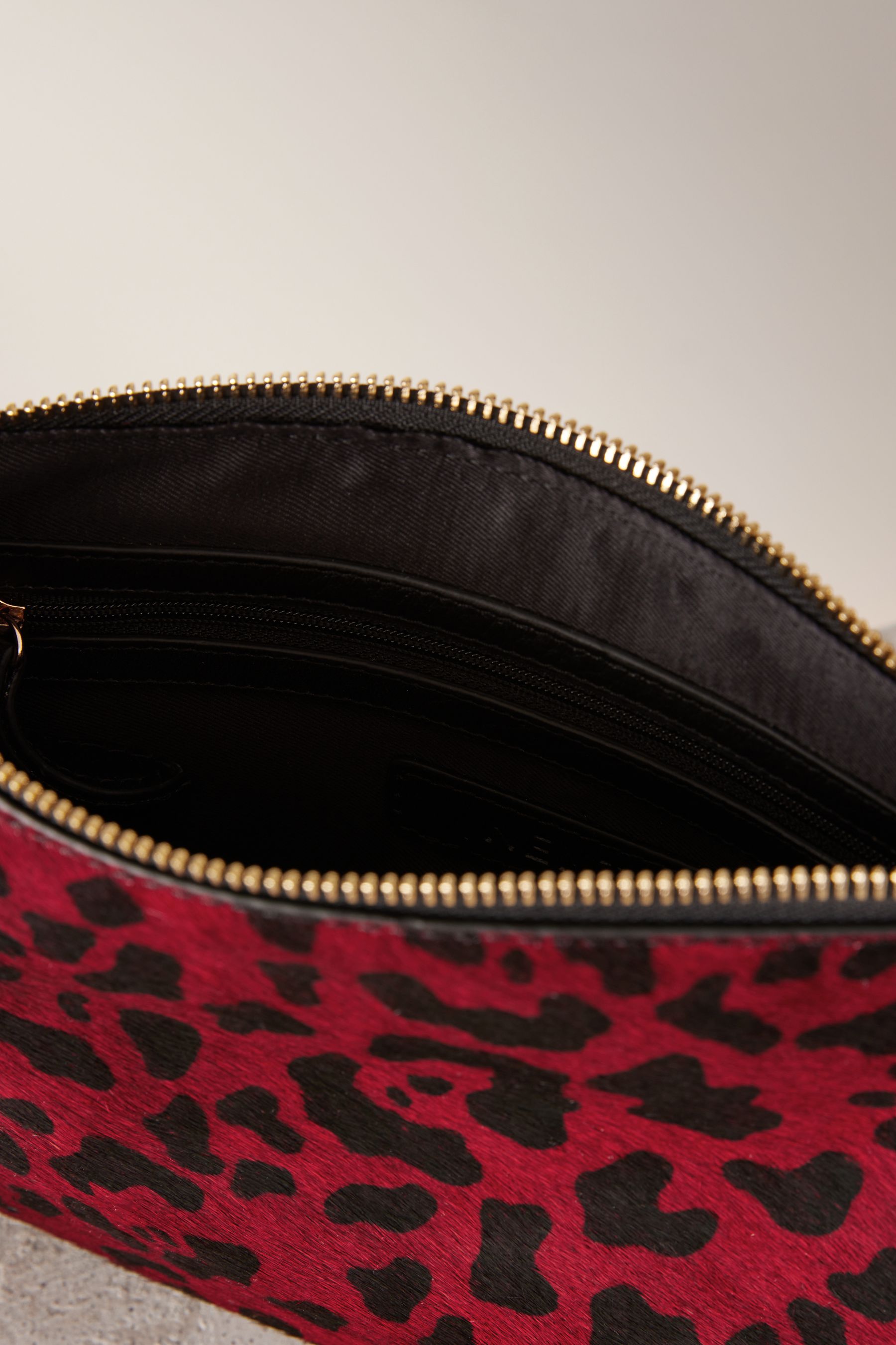 Red Leather Structured Clutch Bag