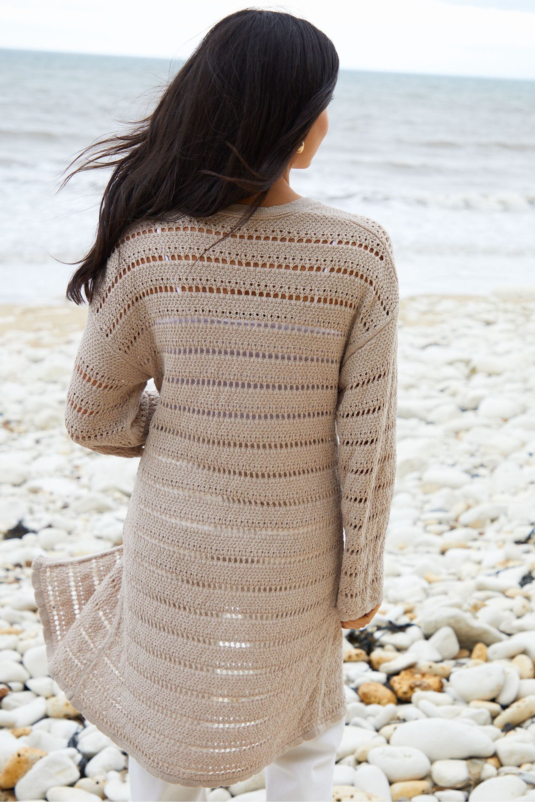 Threadbare Longline Crochet Knit Cardigan from Next Oman