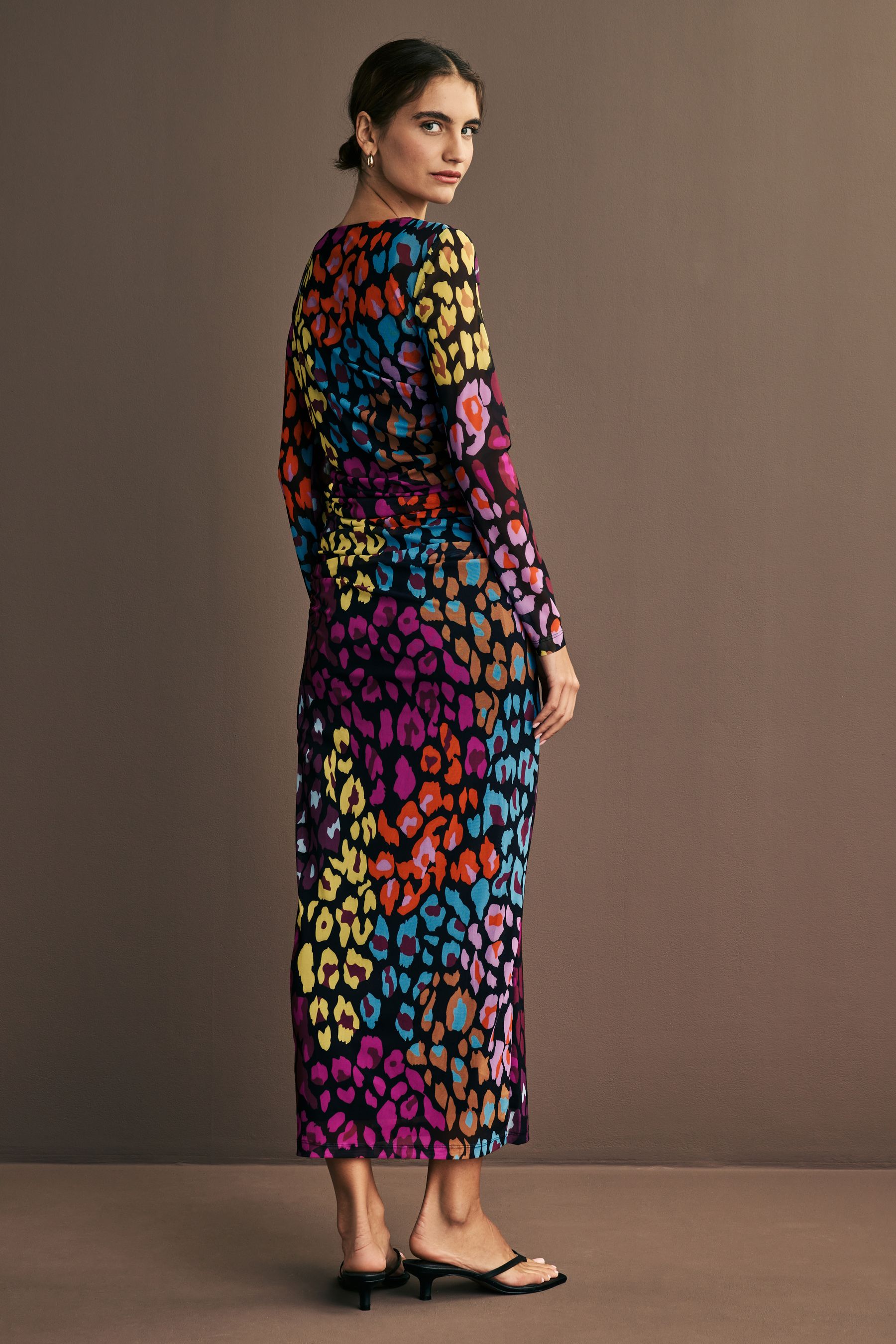 Buy Bright Multi Animal Print Mesh Long Sleeve Maxi Dress from Next Luxembourg