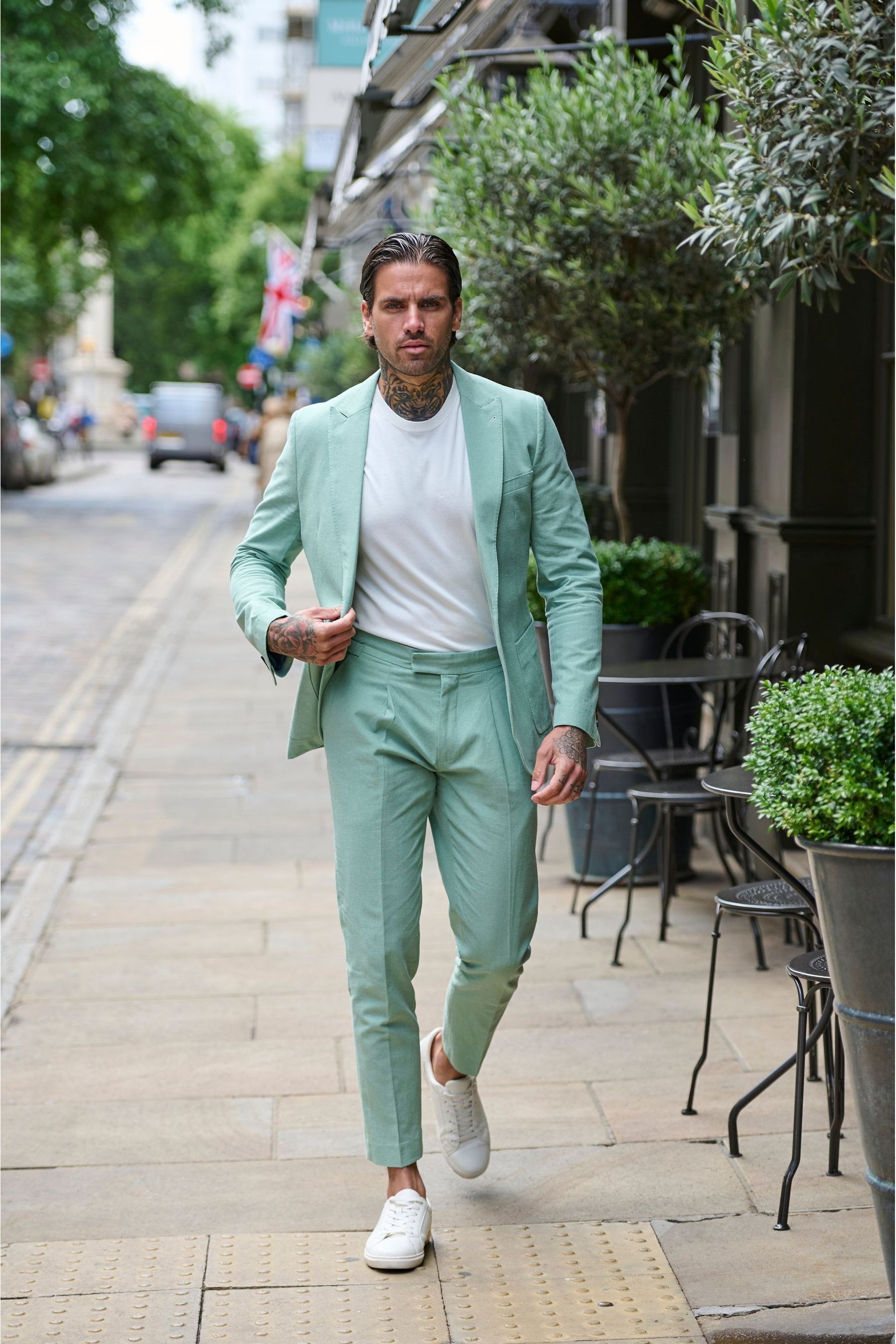 Mint green slim fit suit clearance