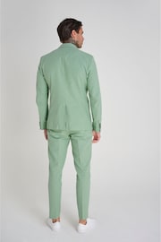 Harry Brown Green Slim Fit Chris Linen Cotton Blend Single Breasted Suit Blazer - Image 8 of 11