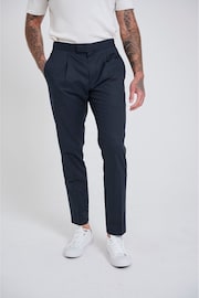 Harry Brown Mid Blue Slim Fit Paper Touch Cotton Suit: Smart Trousers - Image 1 of 10