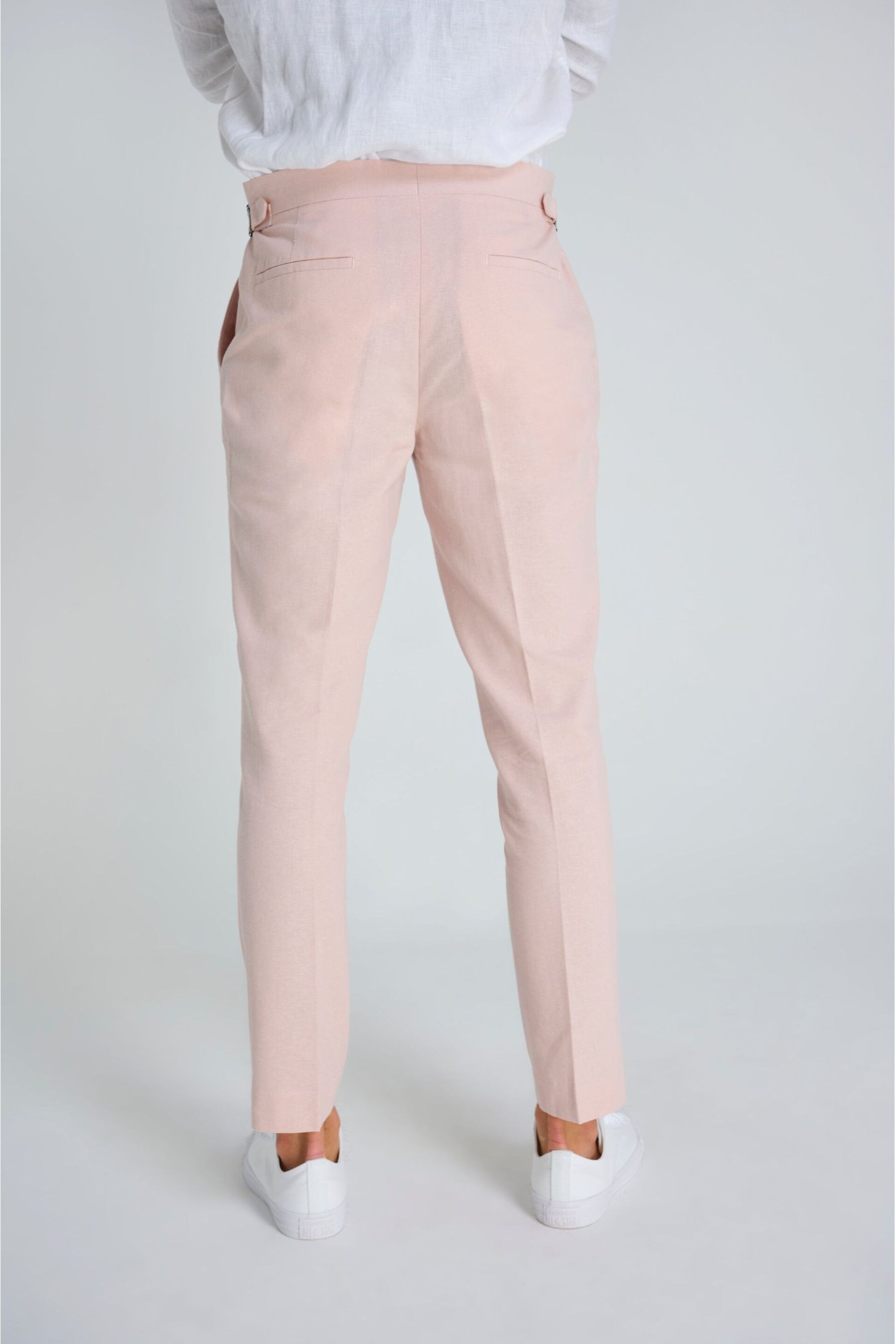 Harry Brown Pink Slim Fit Chris Linen Cotton Blend Suit: Smart Trousers - Image 3 of 6