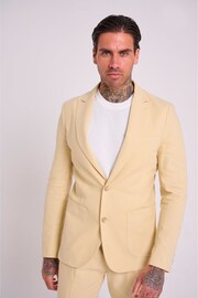Harry Brown Yellow Slim Fit Chris Linen Cotton Blend Single Breasted Suit Blazer - Image 3 of 11