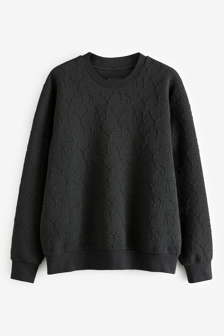 Black Crew Sweatshirt Christmas Quilted Sweatshirt - Image 1 of 3