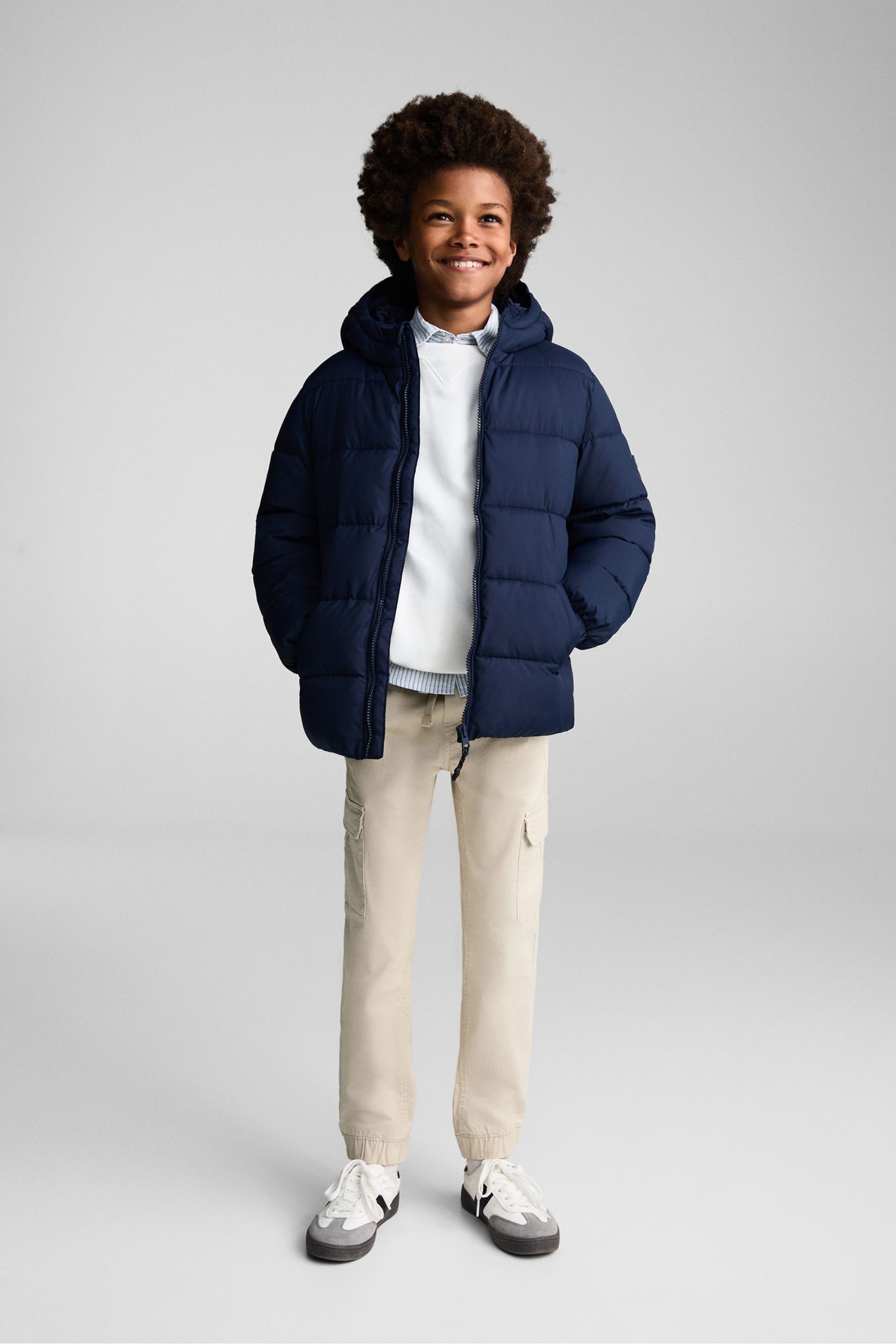 Hood quilted coat mango 2025