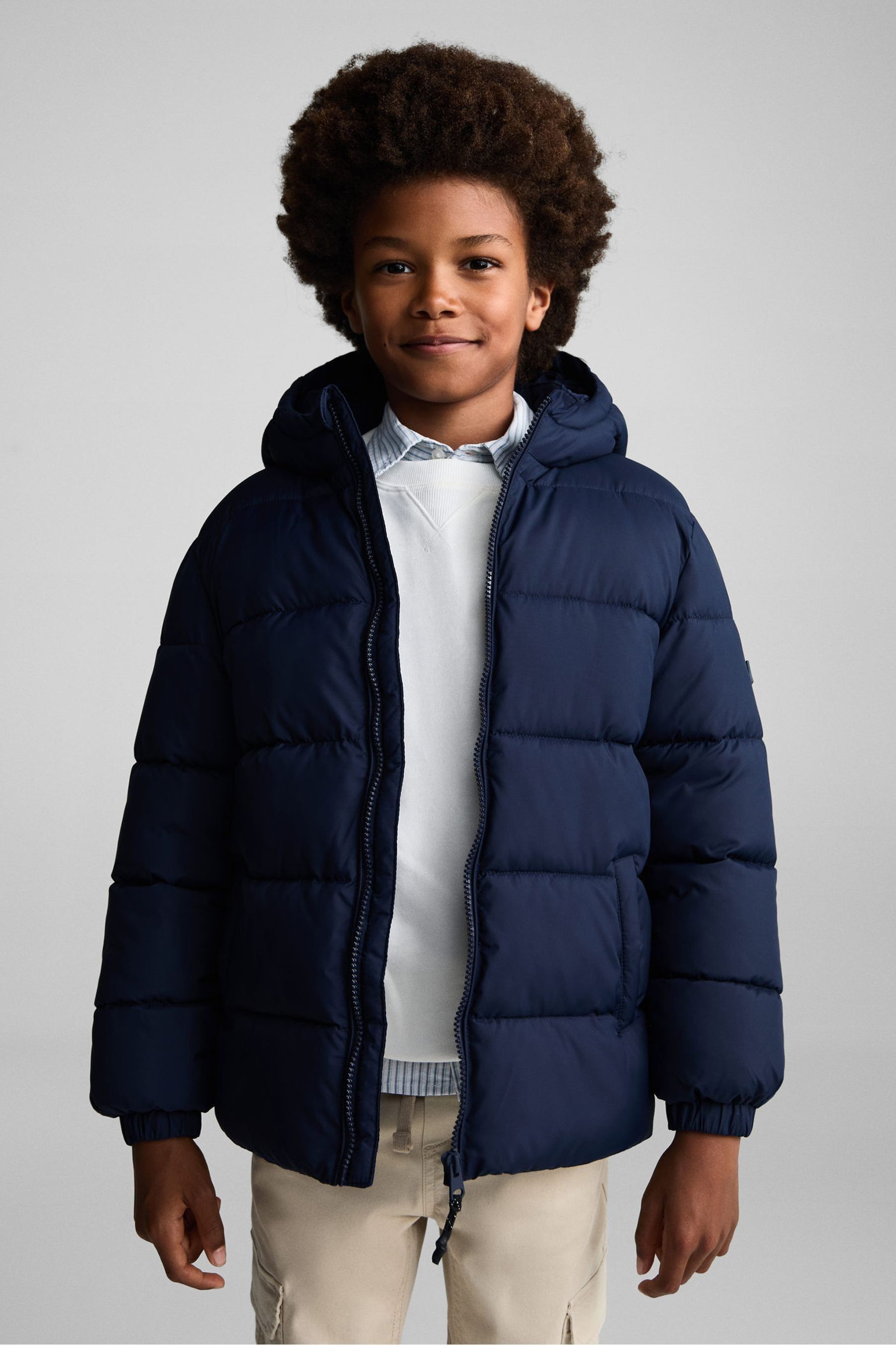 Buy Mango Blue Hood Quilted Coat from the Next UK online shop