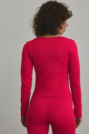 Red Scoop Ribbed Long Sleeve Top - Image 3 of 7