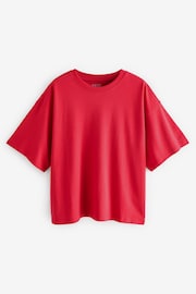 Red Relaxed Fit Heavyweight Longline Crew Neck 100% Cotton T-Shirt - Image 1 of 3