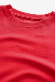 Red Relaxed Fit Heavyweight Longline Crew Neck 100% Cotton T-Shirt - Image 2 of 3