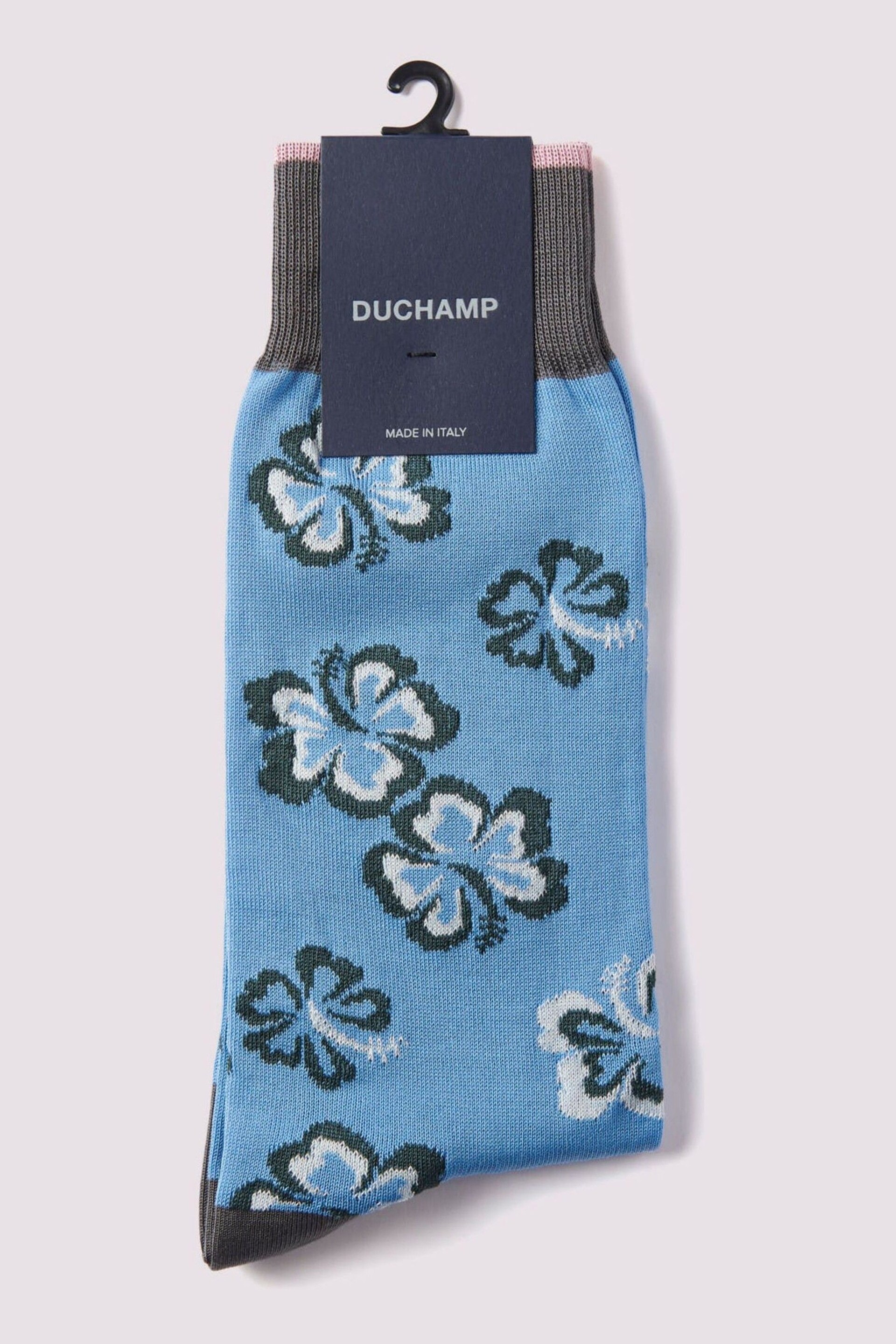 Duchamp Blue Hibiscus Floral Socks - Image 1 of 3