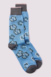 Duchamp Blue Hibiscus Floral Socks - Image 2 of 3