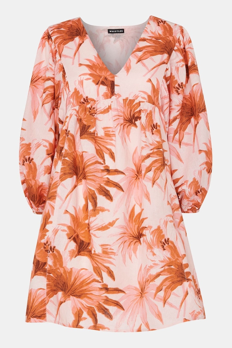 Whistles Pink Honolulu Print Gia Cotton/Linen Mix Dress - Image 5 of 5