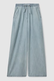 Reiss Light Blue Carter Petite Denim Look Wide Leg Trousers - Image 2 of 7