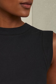 Reiss Navy Trudy Ribbed Ruched Waist Vest - Image 4 of 6