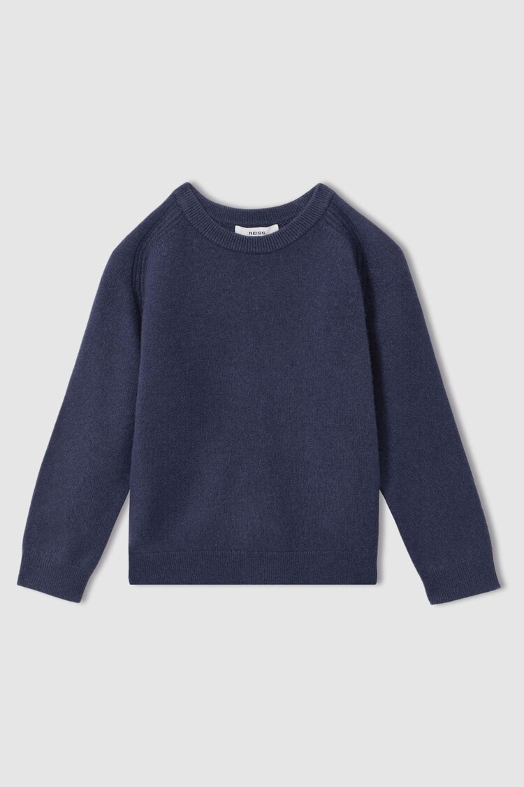 Reiss Dark Airforce Blue Cloud Teen Wool Blend Crew Neck Jumper - Image 1 of 4