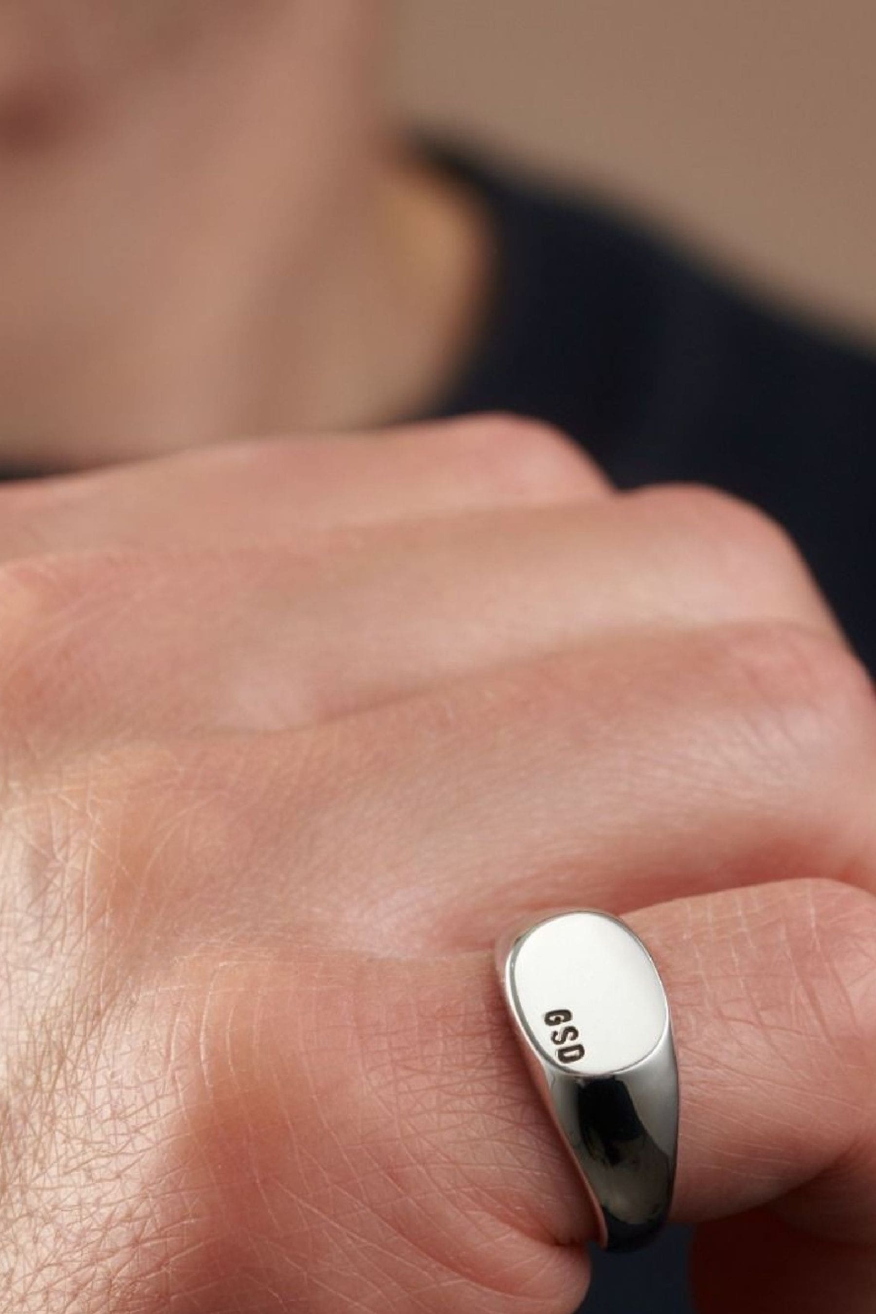 Buy Personalised Mens Signet Ring by Posh Totty Designs from the Next UK online shop