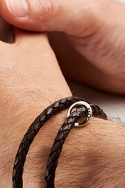 Personalised Mens Silver & Leather Message Bracelet by Posh Totty Designs - Image 3 of 4