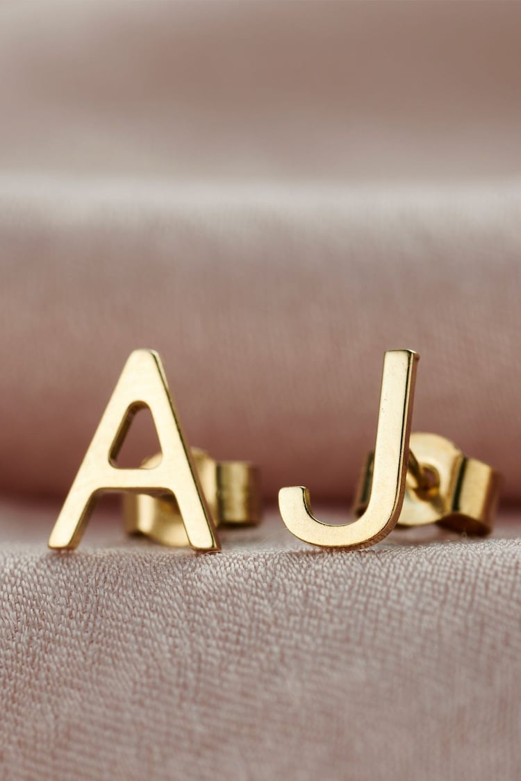 Personalised Initial Stud Earrings by Posh Totty Designs - Image 1 of 4