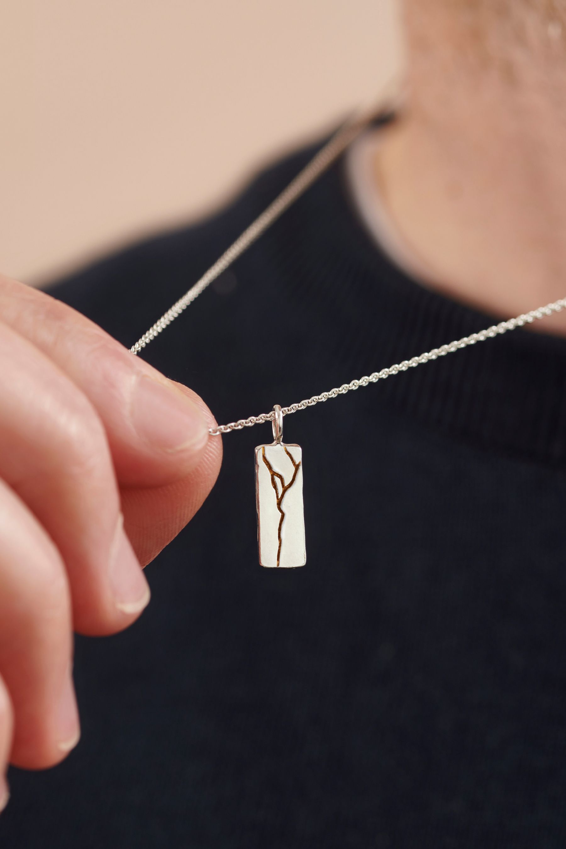 Buy Personalised Mens Kintsugi Tag Necklace by Posh Totty Designs from the Next UK online shop