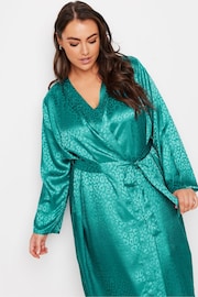 Yours Curve Blue Satin Jacquard Robe - Image 4 of 5