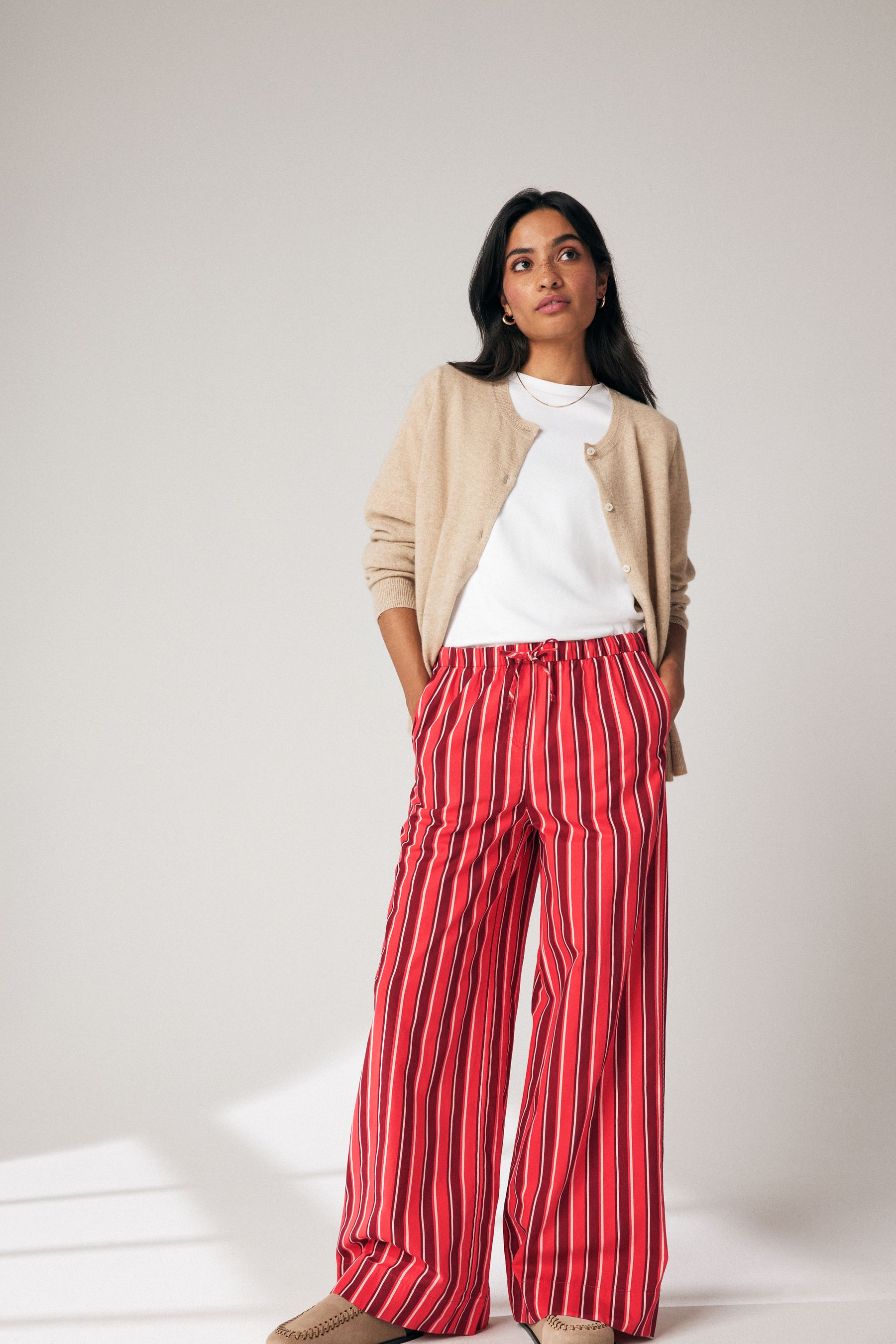 Womens wide leg cotton trousers cheap